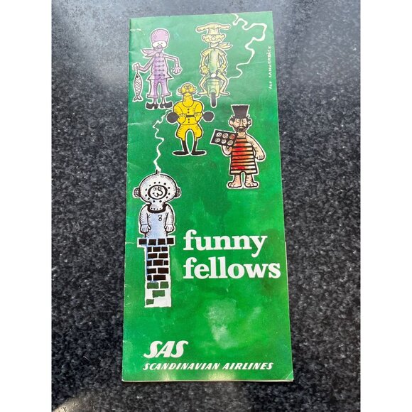 Vtg 1972 SAS Scandinavian Airlines funny fellows By Alf Lannerback Flip Book